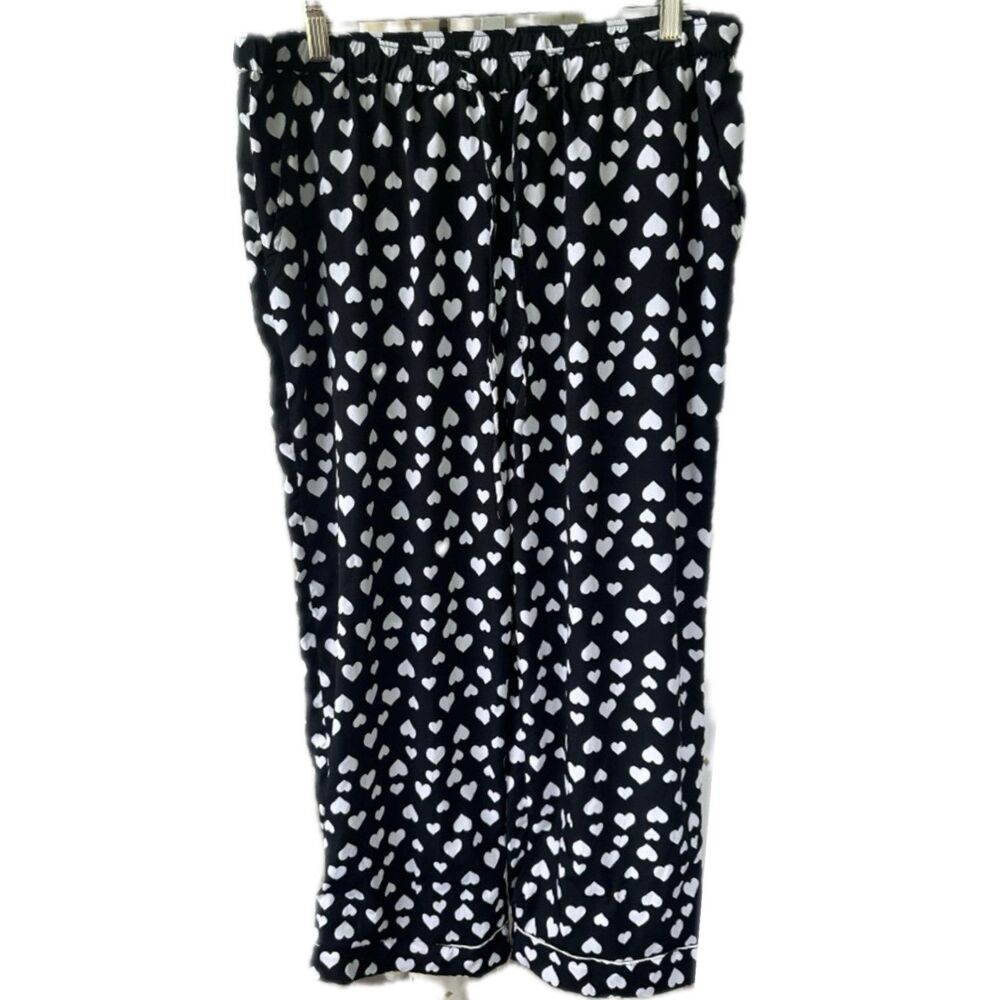 Tabitha Webb Women's Heart Draw String Elastic Waist Silky Soft Pajama Pants M